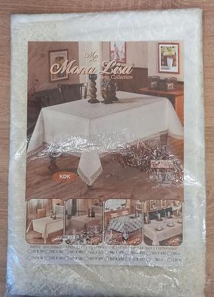 Новая турецкая жаккардовая скатерть с кружевом mona liza (160x220 см)