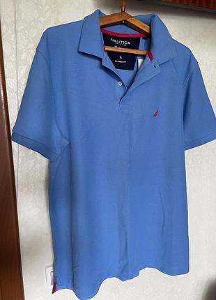 Поло чоловіче nautica блакитне, розмір l, classic fit