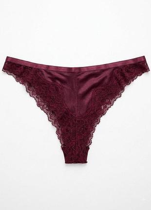Жіночі мереживні трусики primark xs бордовий (марсала) т-1115/58