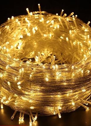 Світлодіодна гірлянда xl-51-40 на 500 led з прозорим проводом та теплим білим світінням для святкового декору