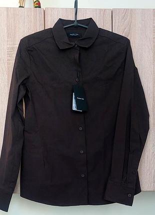 Новая с биркой шоколадная базовая рубашка massimo dutti р.36 привезенная из-за границы 2