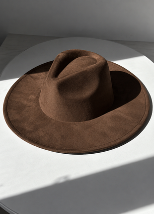 Шляпа федора с широкими полями замшевая (унисекс) stetson коричневая