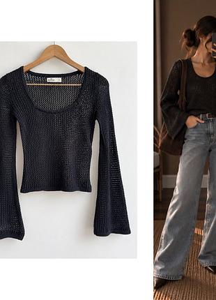 Hollister ажурний топ із розкльошеними рукавами
