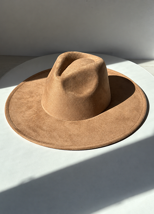 Шляпа федора с широкими полями замшевая (унисекс) stetson бежевая