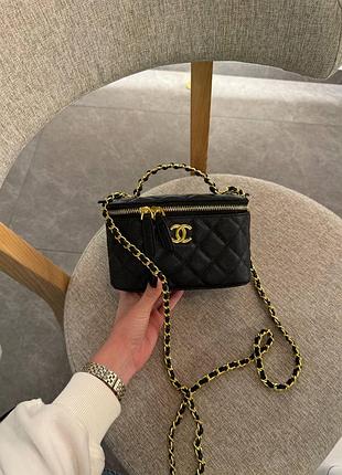 Сумка жіноча chanel чорна з екошкіри 19/13 см