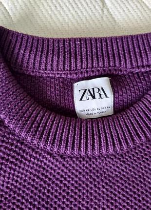 Светр чоловічий zara фіолетовий в'язаний з круглим вирізом xl