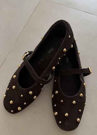 Балетки zara,натуральная замша