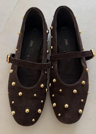 Балетки zara,натуральная замша 2