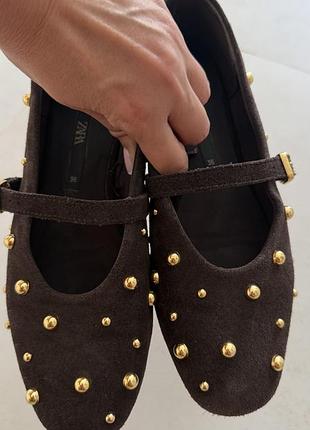 Балетки zara,натуральная замша 5