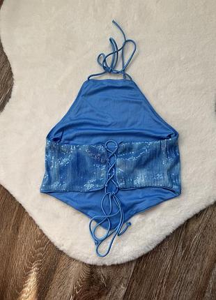 Синий топ с паетками bershka 3