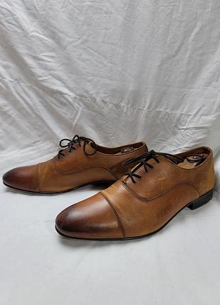 Мужские оксфорды next 43 г. коньячные кожаные туфли cap toe
