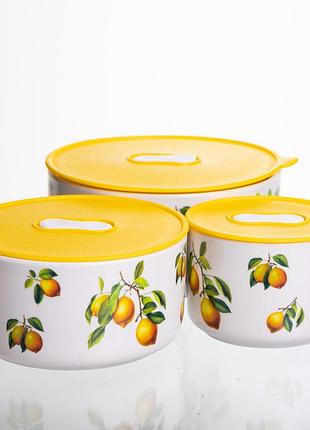 Контейнеры для еды фарфоровые lemon 9,5/13/15 см yiwu ts-3p-1