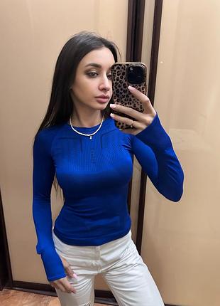 Жіночий спортивний лонгслів синій