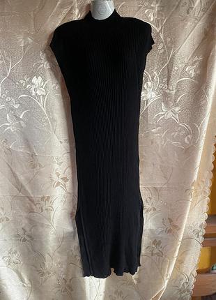 Довга жіноча сукня massimo dutti трикотажна чорна пог-56, поб-60. довжина-118