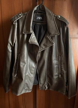 Куртка жіноча zara косуха, коричнева, xl