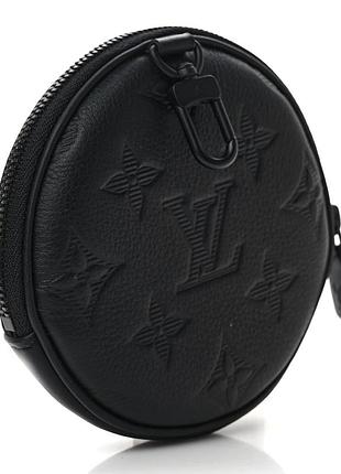Гаманець жіночий louis vuitton calfskin shadow monogram round coin purse чорний, маленький, шкіра