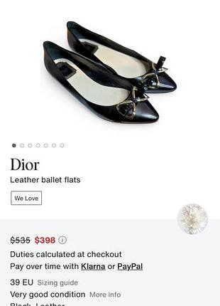 Балетки туфлі dior 10