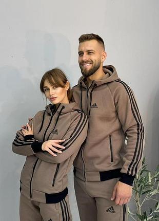 Спортивный костюм унисекс с капюшоном коричневый
