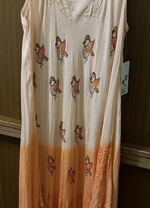 Сукня batik town жіноча l/xl, 100% довга максі віскоза, вишивка