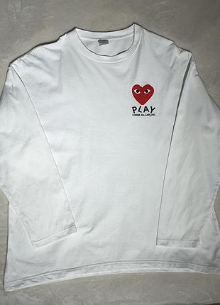 Футболка чоловіча comme des garçons play біла з довгим рукавом