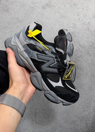 Черные кроссовки унисекс new balance 9060 black grey gore-tex cordura termo х нью беланс 39