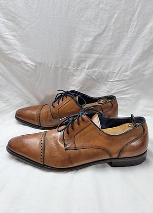 Чоловічі туфлі remus uomo 44 р. коньячні шкіряні дербі cap toe