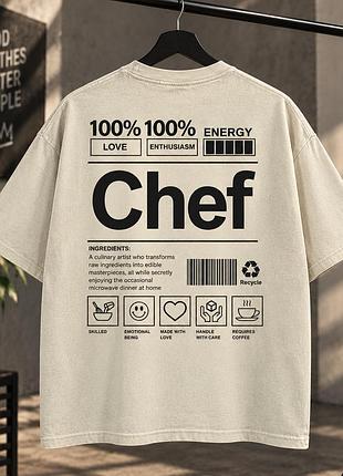 Оверсайз футболка chef с принтом для повара и шеф-повара l, белый