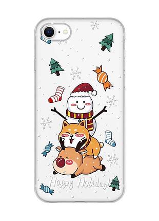 Прозрачный чехол на iphone 7/iphone 8 зимние развлечения (принт 153)