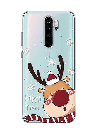 Прозрачный чехол на xiaomi redmi note 8 pro зимний оленёнок (принт 155)