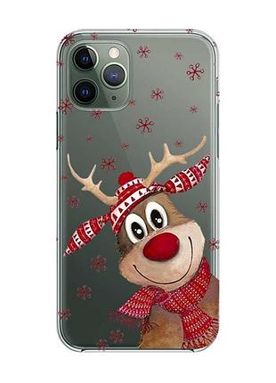 Прозорий чохол на iphone 12/12 pro зимове оленятко (принт 149)