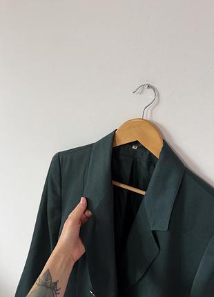 Шерстяний смарагдовий двоборотний піджак🌿 4