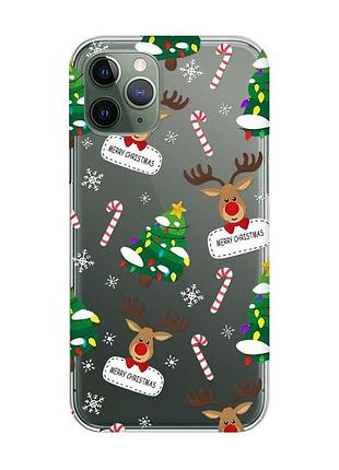 Прозорий чохол на iphone 12/12 pro різдвяний фон (принт 154)