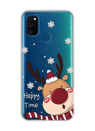 Прозрачный чехол на samsung galaxy m30s/м21 зимний оленёнок (принт 155)