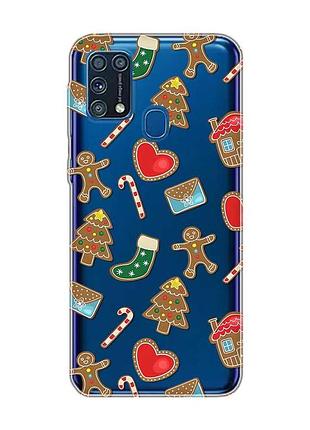 Прозрачный чехол на samsung galaxy m31 рождественский фон (принт 181)