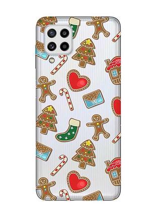 Прозрачный чехол на samsung galaxy m32 / m22 / a22 4g рождественский фон (принт 181)