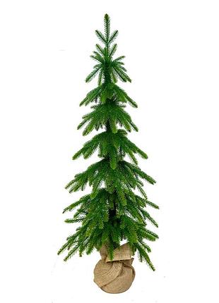 Елка искусственная forest elf green mix в мешковине, узкая литая 120 см зеленая