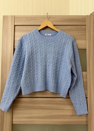 Ніжно-блакитний светр з косами  (164 см / xs-s)