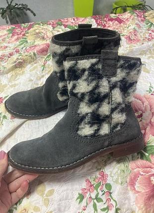 Демі ботинки утеплені 🍁р 40/25,5-26 см натуральна замша вовна clarks кларкс