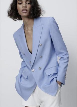 Жіночий блейзер zara блакитний, розмір xs-s
