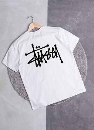 Мужская футболка stussy белая хлопковая тенниска стусси спортивная на лето m (b)