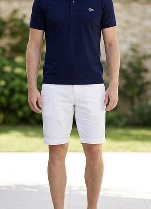 Белые шорты-чинос lacoste slim fit / органический хлопок (fr 42 / us 33)