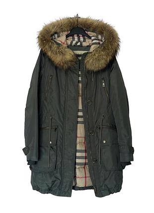 Пухова парка burberry brit(оригінал) із розкішним хутром! не збитий пух!