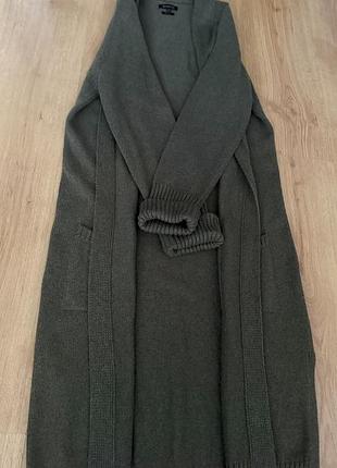 Жіночий кардиган massimo dutti олива/хакі вовняний машинної в'язки l/м