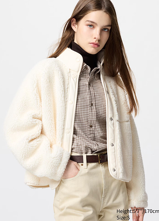 Куртка флісова бомбер тедді uniqlo