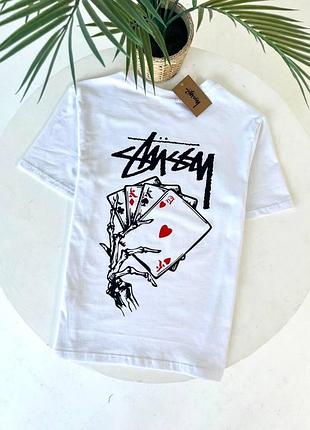 Чоловіча футболка stussy біла бавовняна теніска стуссі спортивна на літо m (b)