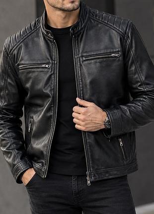 Pepe jeans куртка натуральна шкіра чорна розмір м