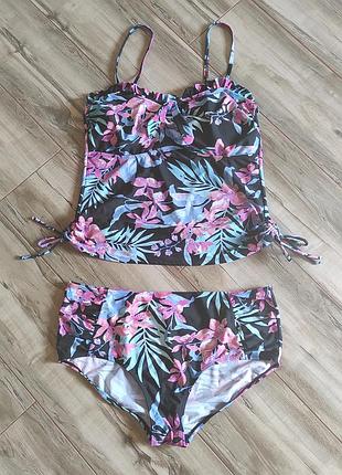 Женский купальник танкини beachcomber с тропическим принтом, размер269 18 (xl/2xl)