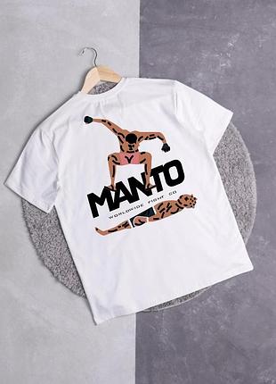 Мужская футболка manto stomp белая хлопковая тенниска манто стомп с принтом на лето (b)