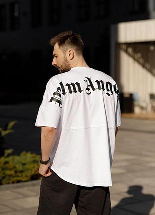 Чоловіча футболка оверсайз palm angels white палм ангелс біла вільного крою l (bon)