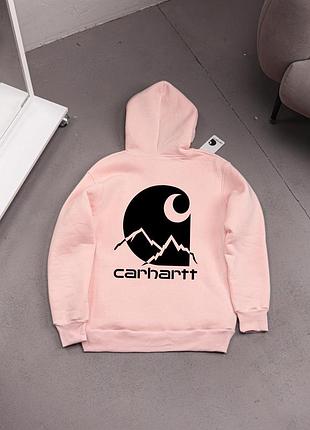 Мужское зимнее худи carhartt с капюшоном бежевое толстовка кархарт с принтом на флисе xxl (b)